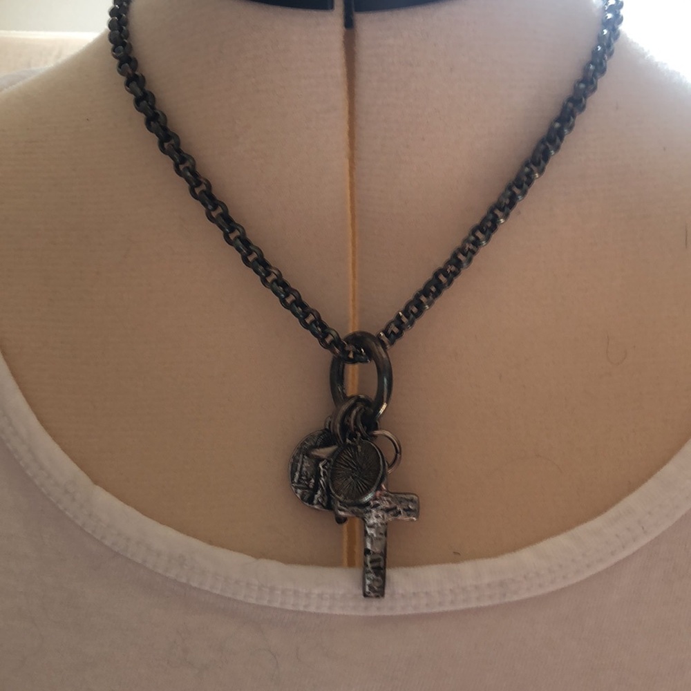 Black Chain Necklace with Charms - Picture 2 of 8